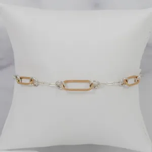 Paperclip Link Floating Bracelet - Mixed Metals