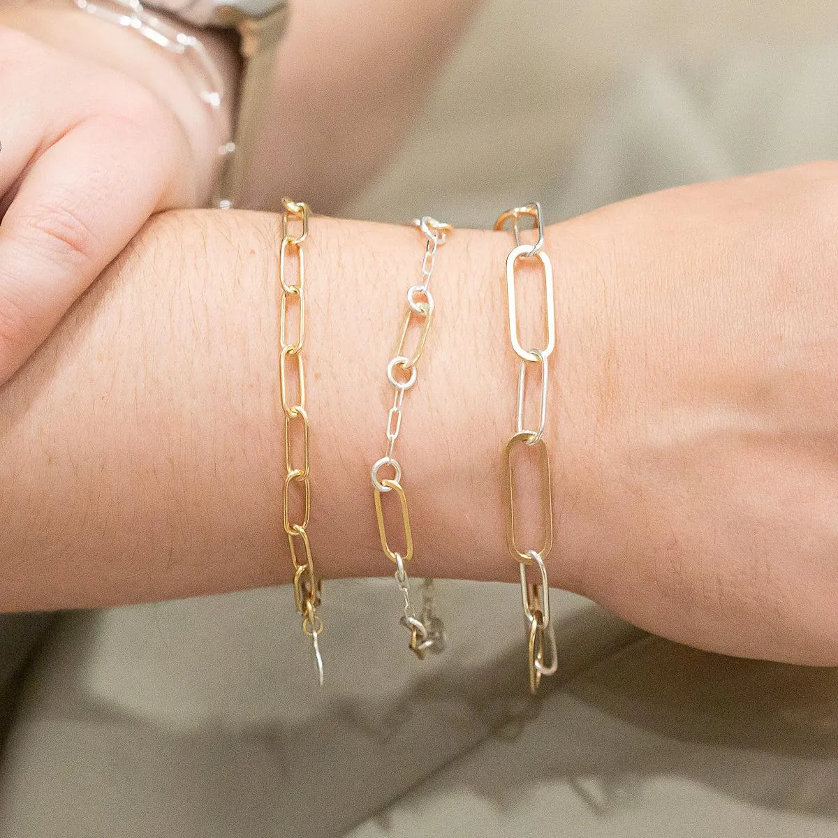 Paperclip Link Floating Bracelet - Mixed Metals