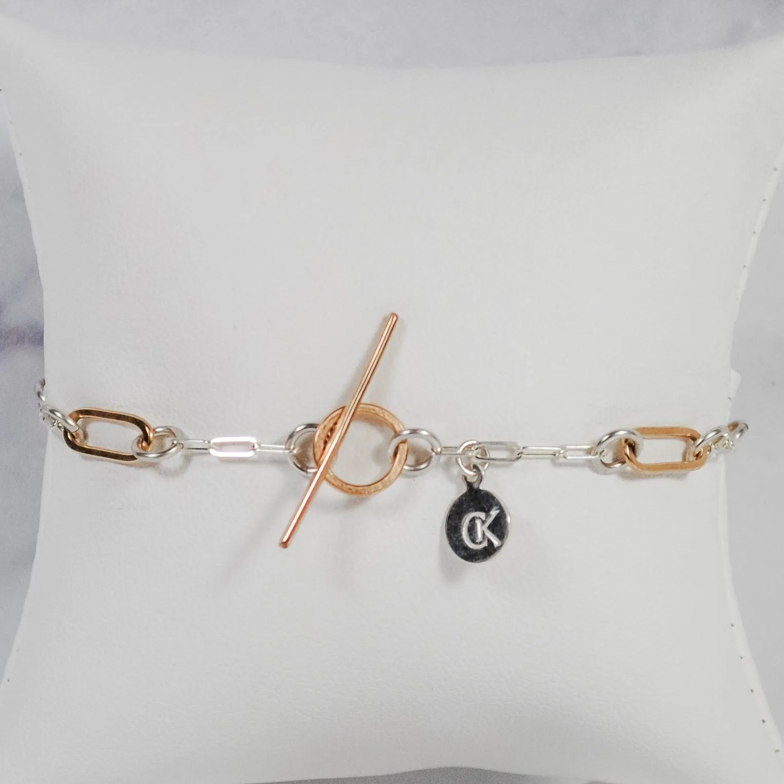 Paperclip Link Floating Bracelet - Mixed Metals