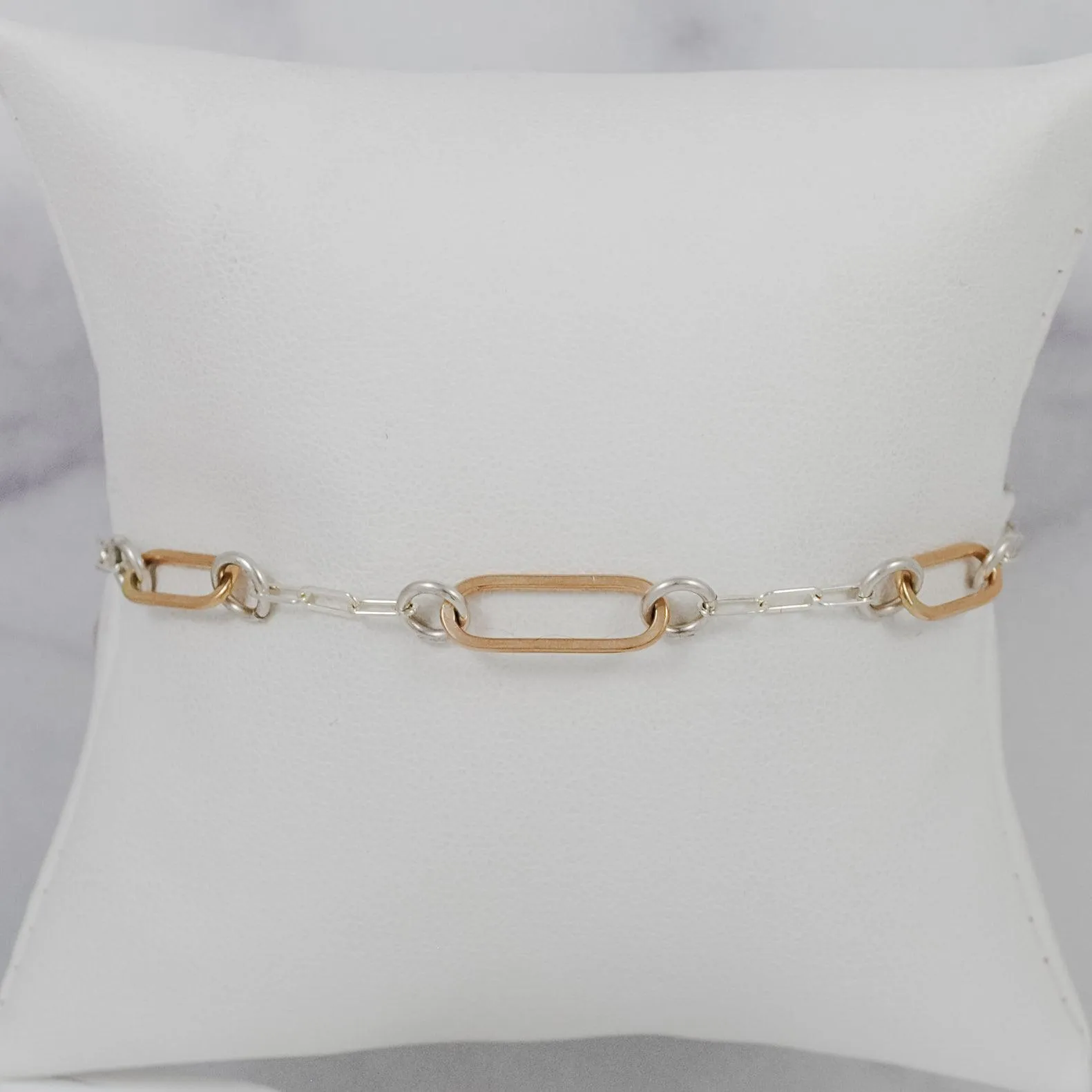 Paperclip Link Floating Bracelet - Mixed Metals