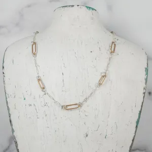 Paperclip Link Short Floating Necklace - Mixed Metals