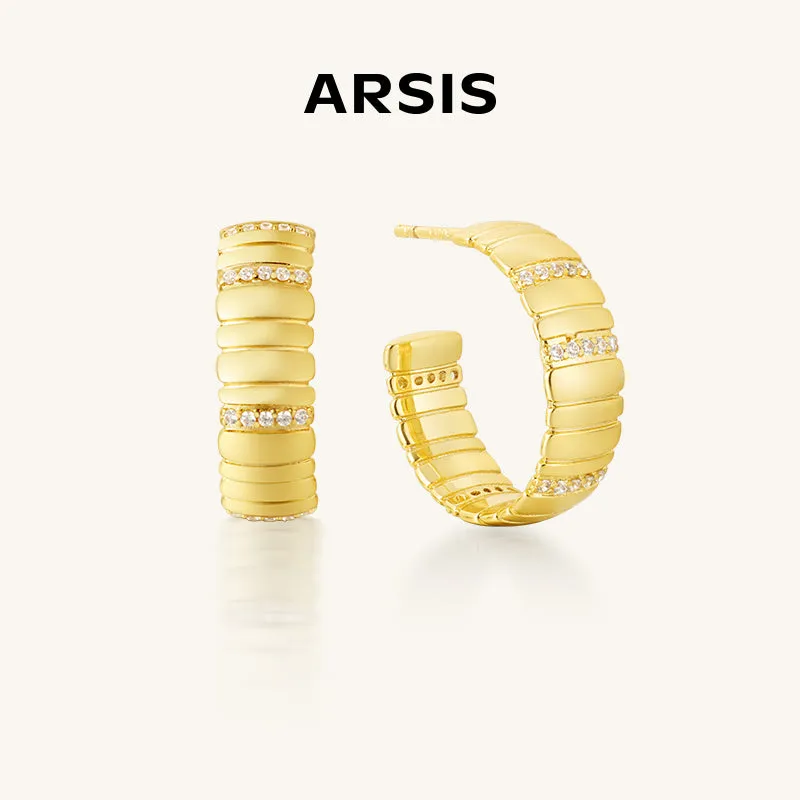 Pavé Snake Chain Wide Pattern Hoop Earrings
