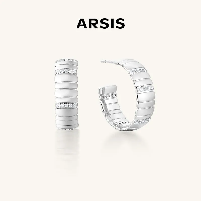 Pavé Snake Chain Wide Pattern Hoop Earrings