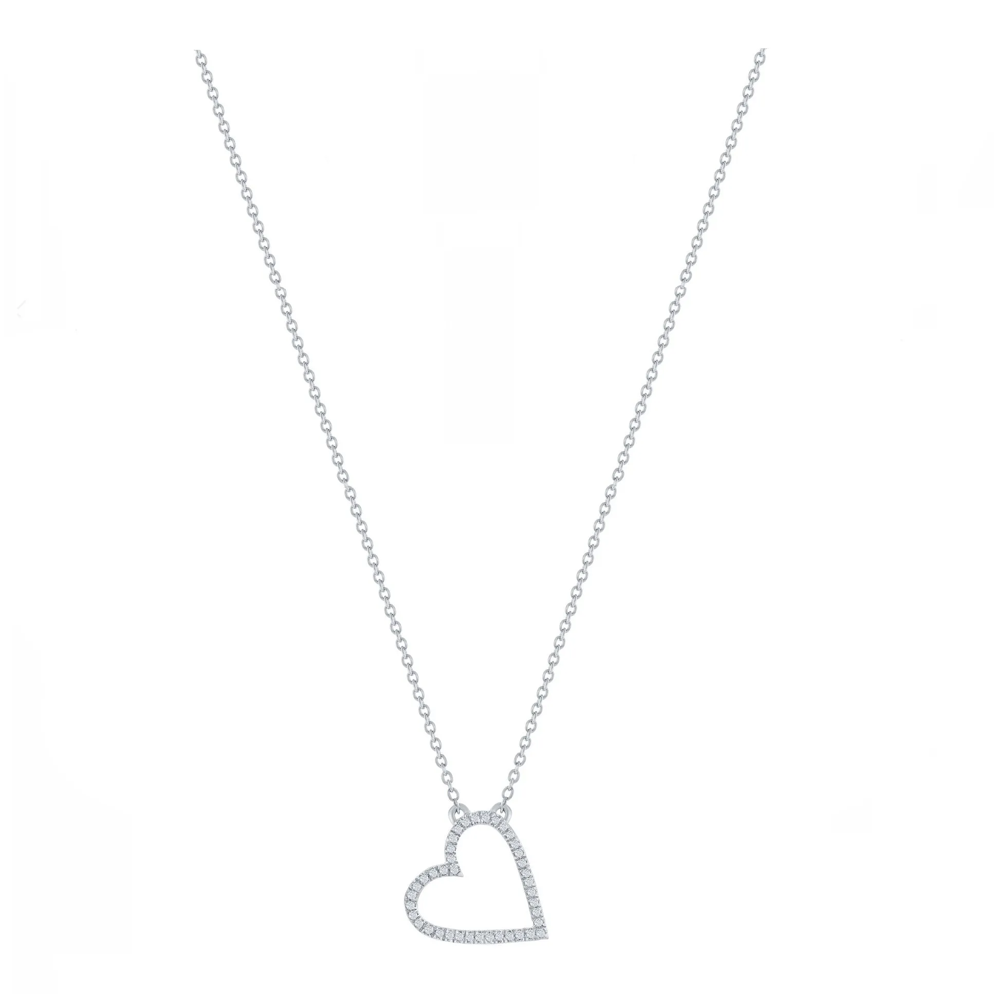 Pave Diamond Open Heart Necklace