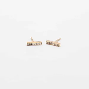 Pave Gold Bar Stud Earrings