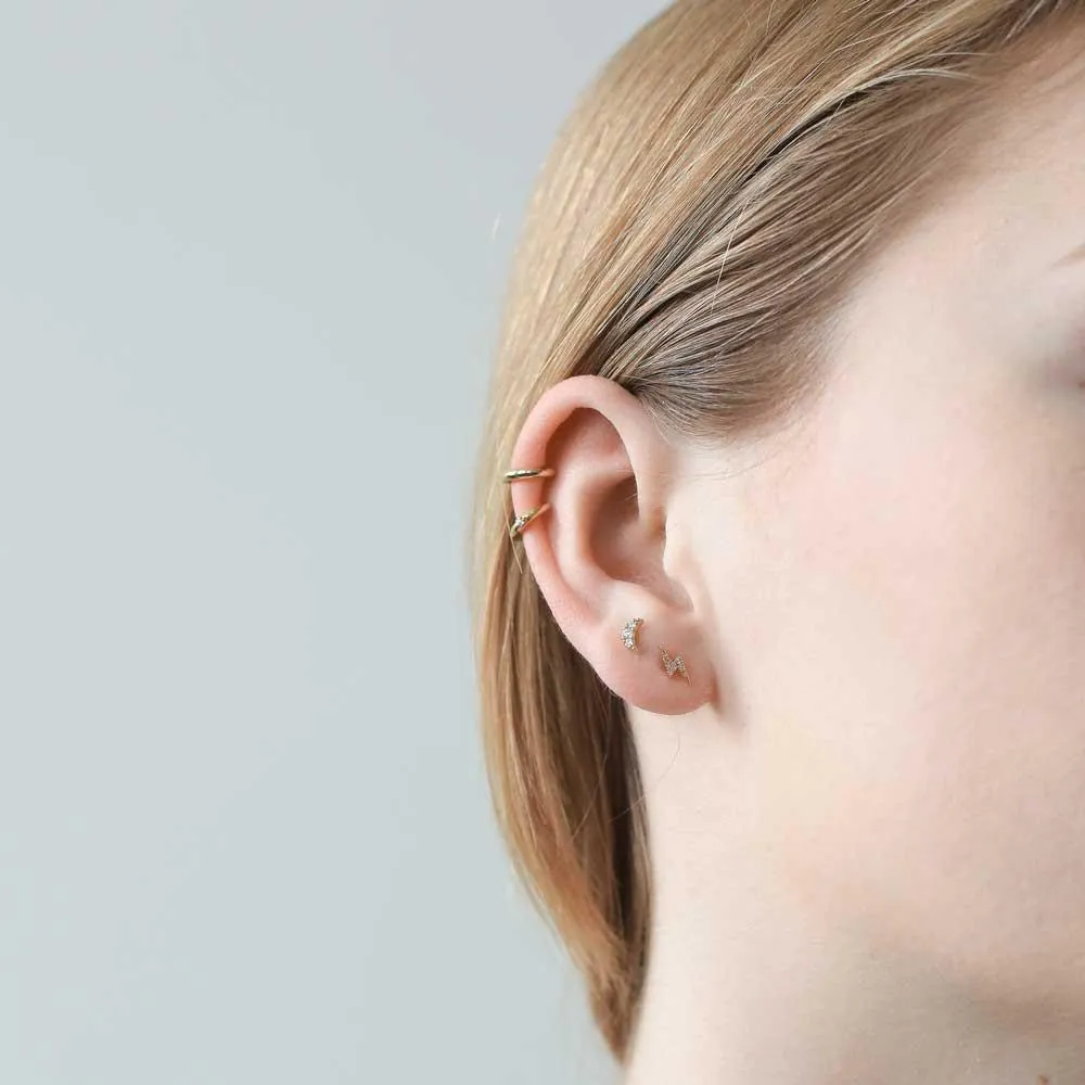 Pave Moon Studs in Sterling Silver