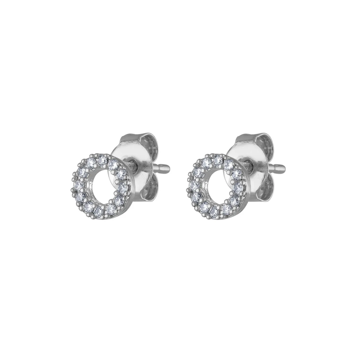 Pave O Studs in Sterling Silver