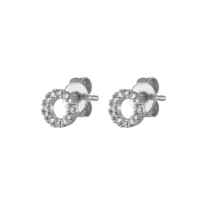 Pave O Studs in Sterling Silver