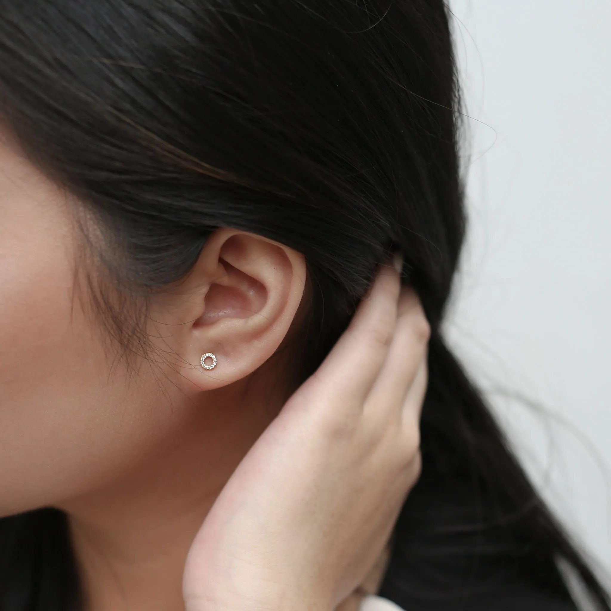 Pave O Studs in Sterling Silver