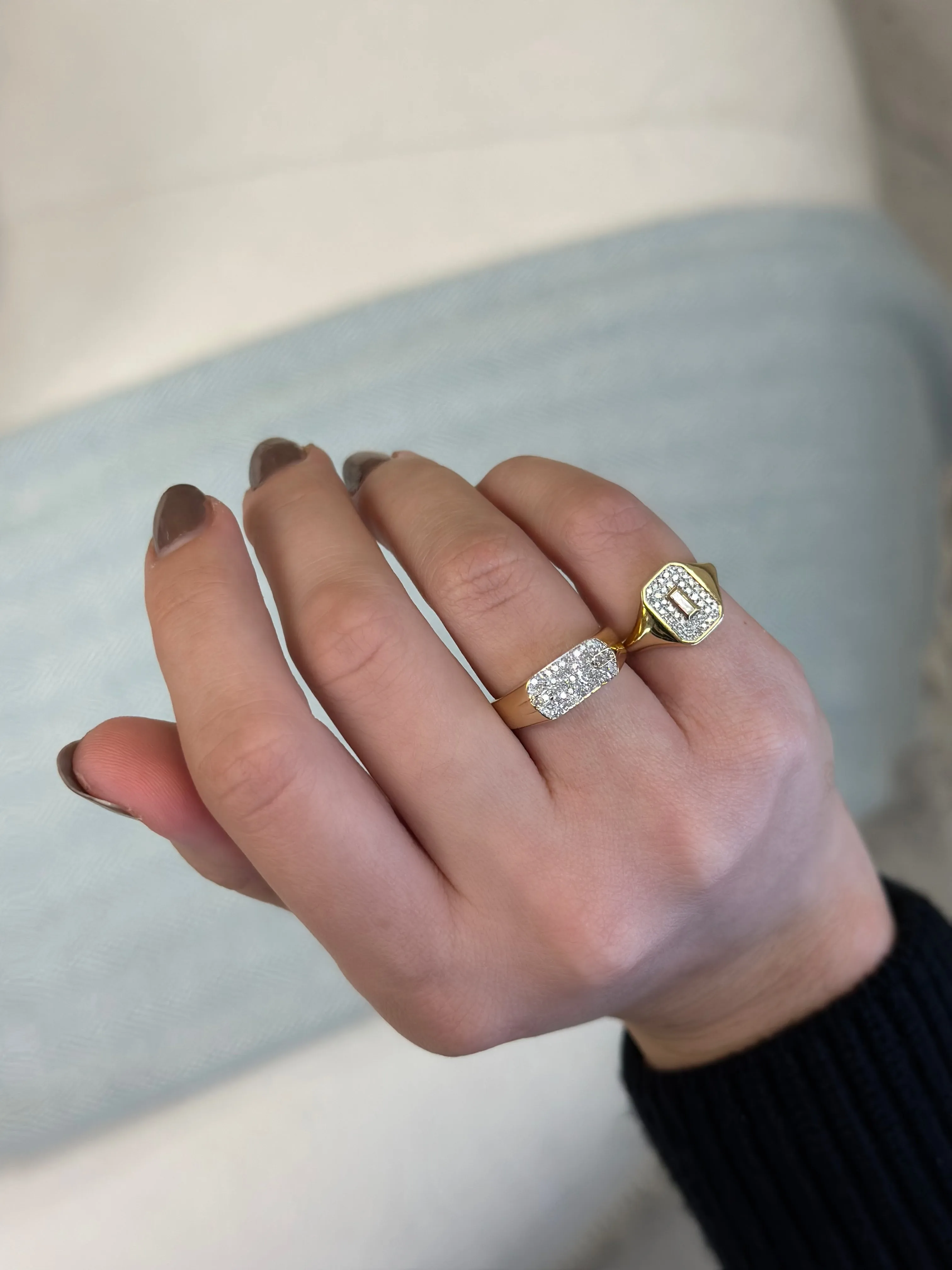 Pave Rectangular Signet Ring