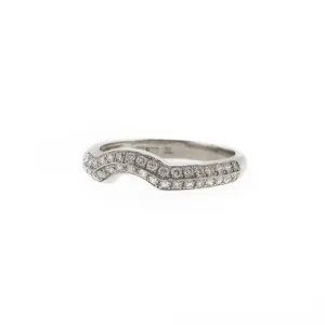 Pave Style 2 Line Diamond Platinum Contour Band