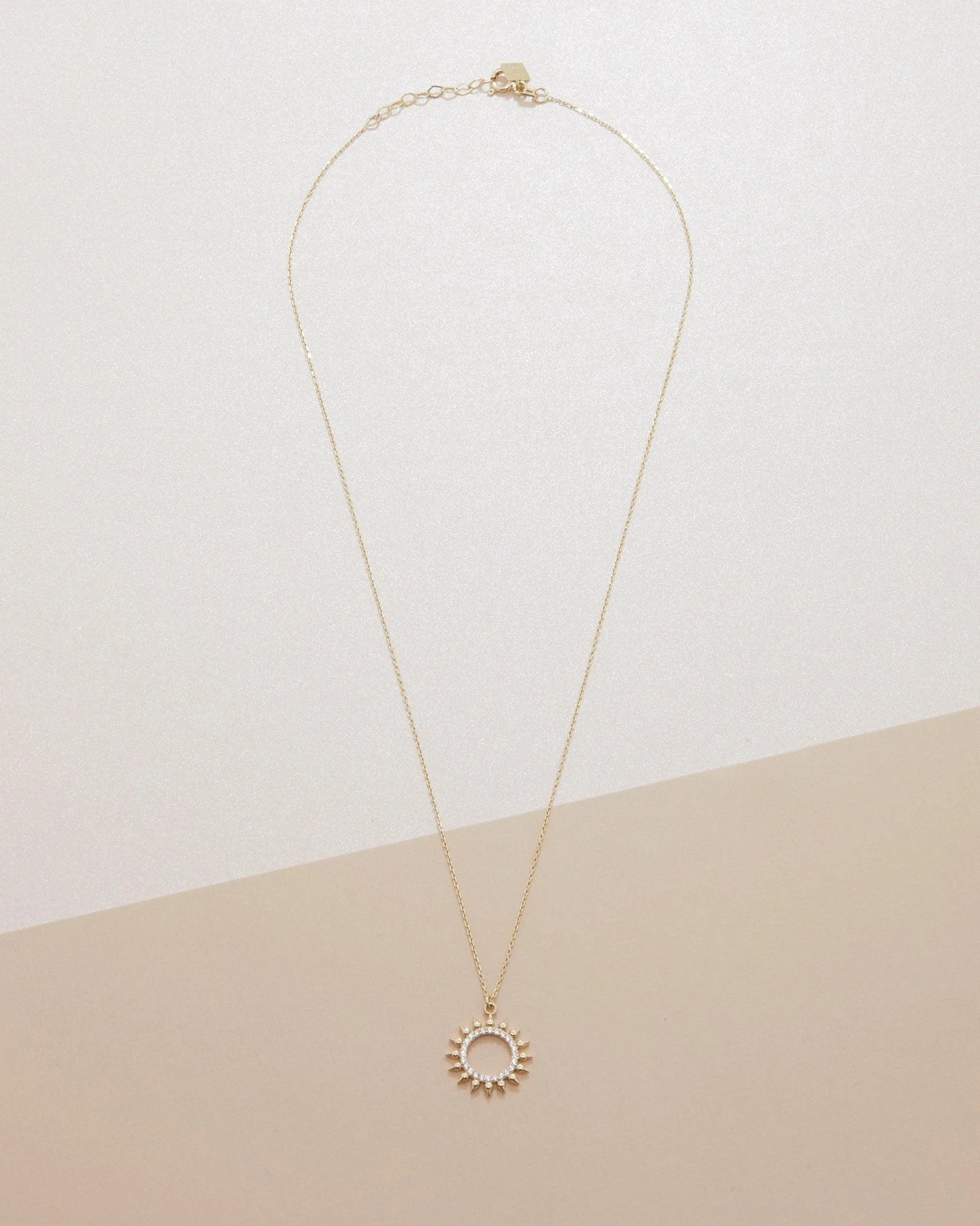 Pave Sun Necklace - 18K Gold Vermeil