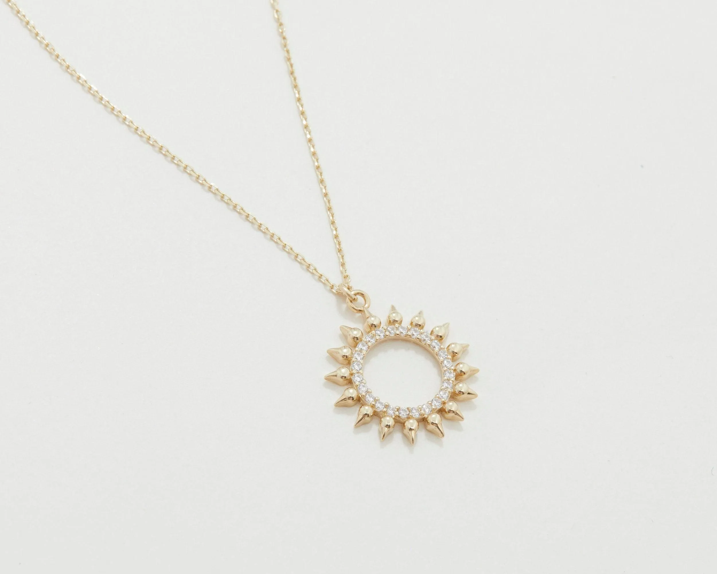 Pave Sun Necklace - 18K Gold Vermeil