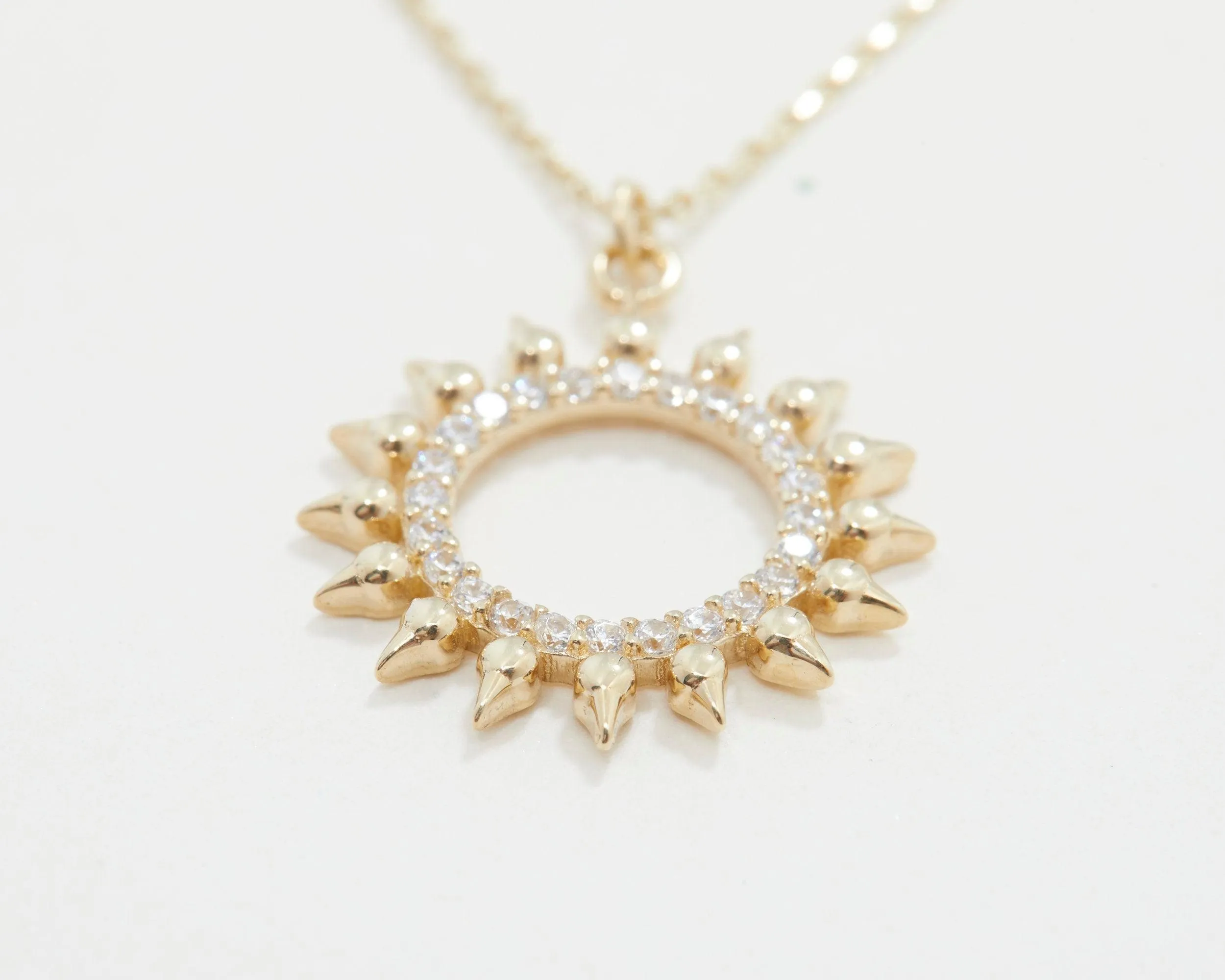 Pave Sun Necklace - 18K Gold Vermeil