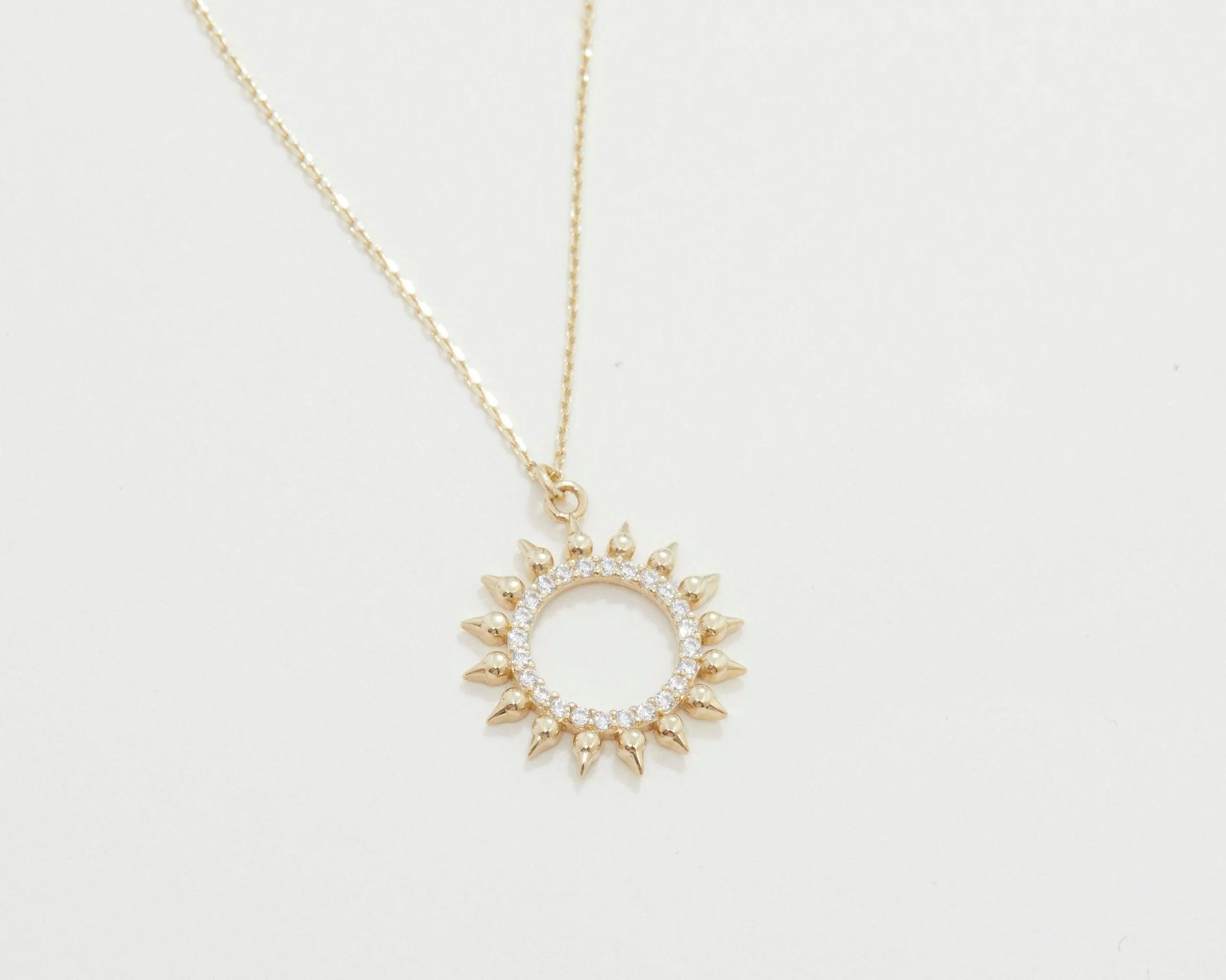 Pave Sun Necklace - 18K Gold Vermeil
