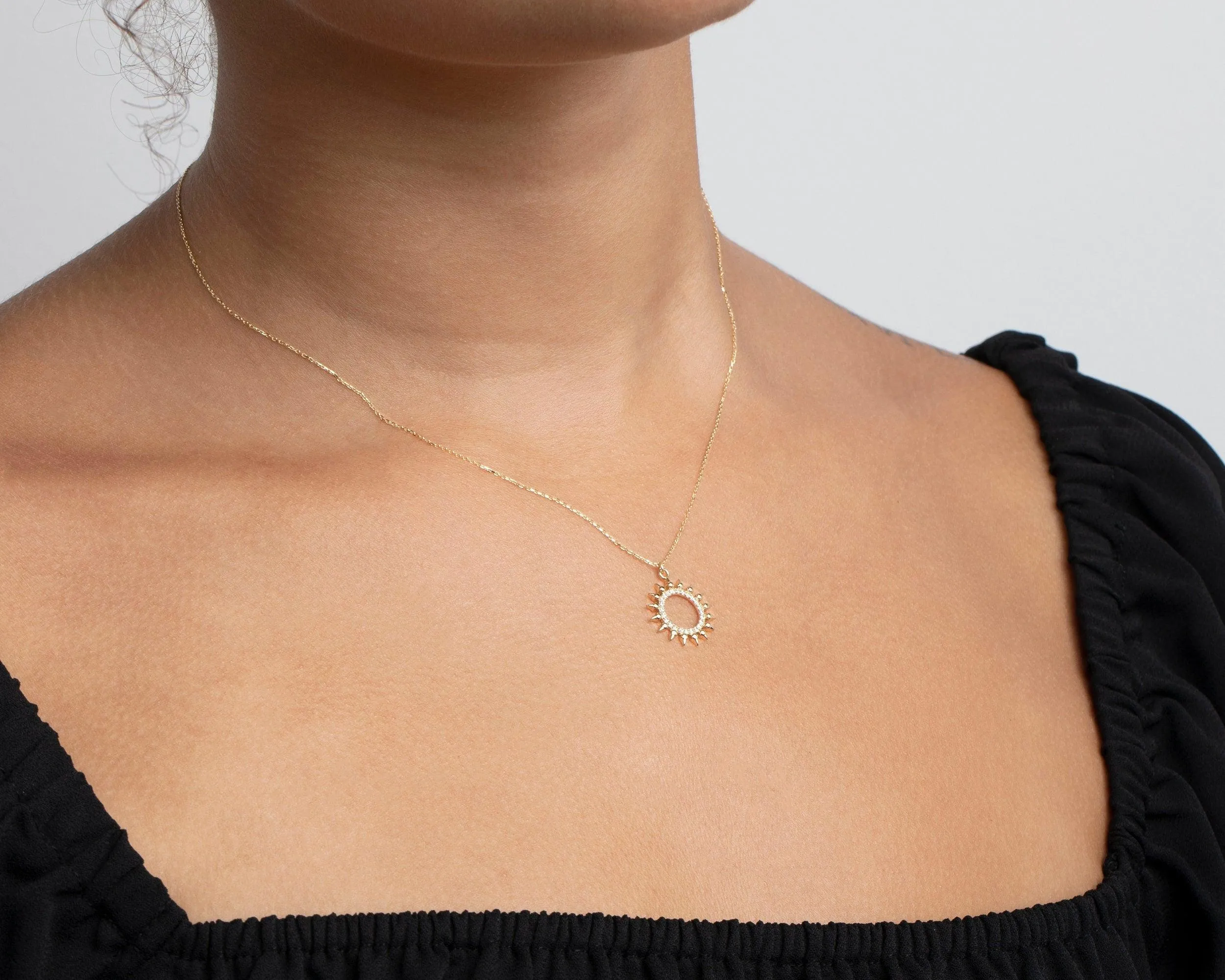 Pave Sun Necklace - 18K Gold Vermeil