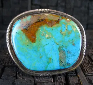 Pawn Sterling Silver and Turquoise Cuff Bracelet