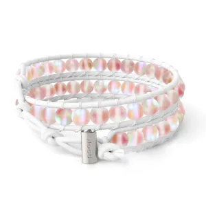 Peach | Mermaid Glass | White Linen Wrap Bracelet