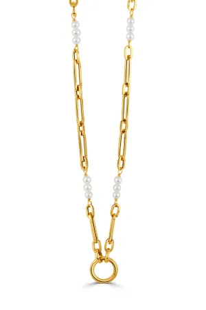 Pearl and Gold Mixed Oval Link Chain