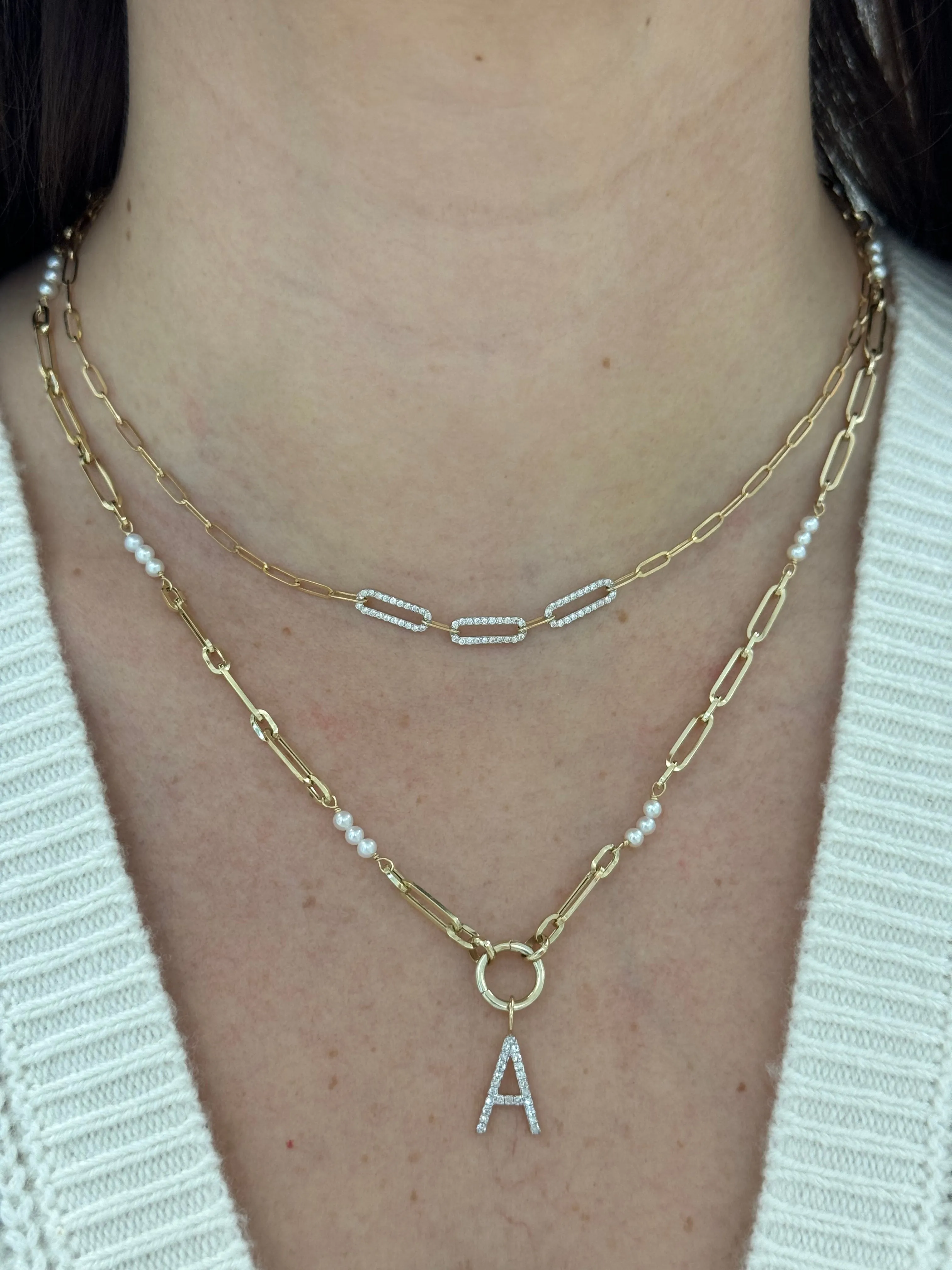 Pearl and Gold Mixed Oval Link Chain