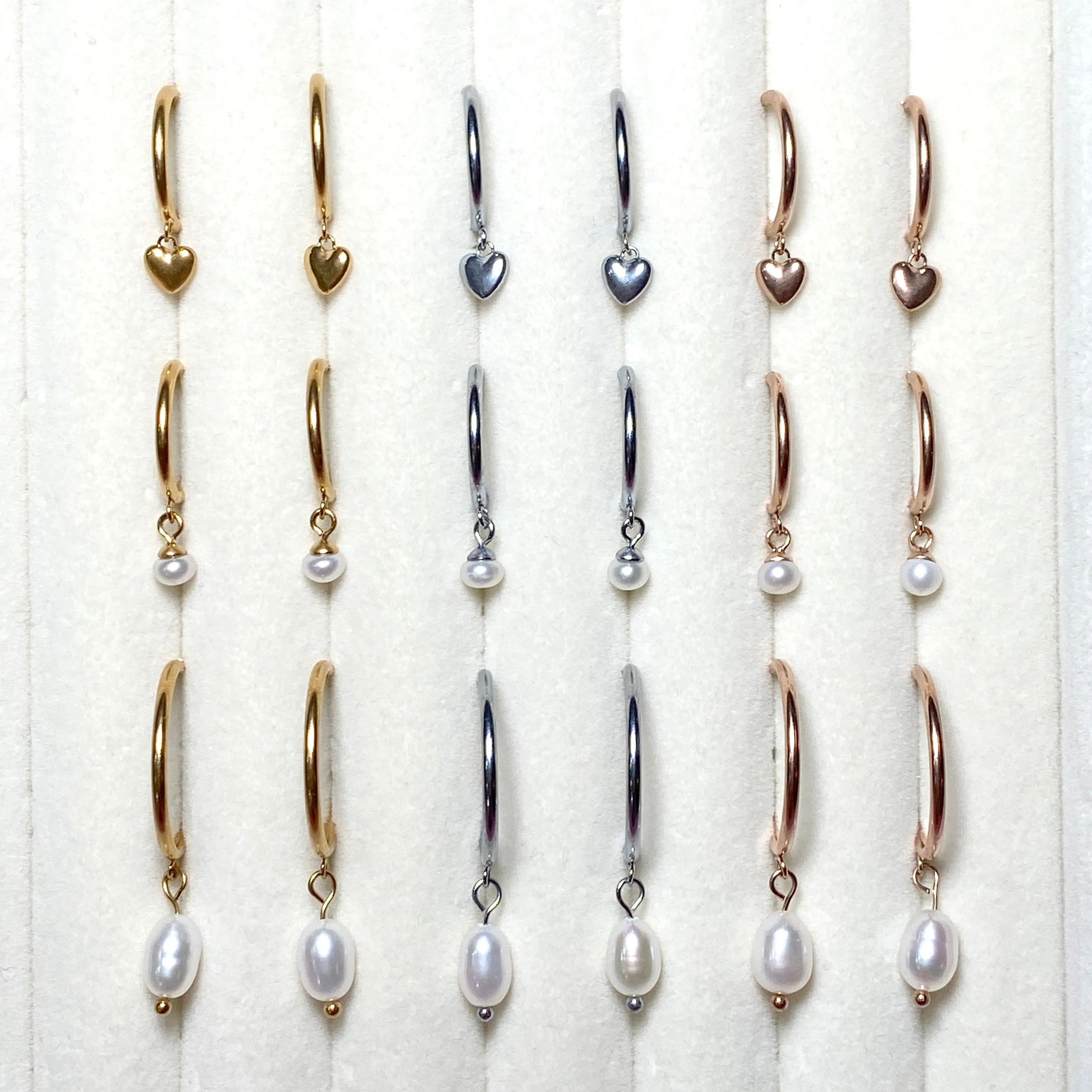 PEARL DANGLE SMALL HOOP EARRINGS IN SILVER