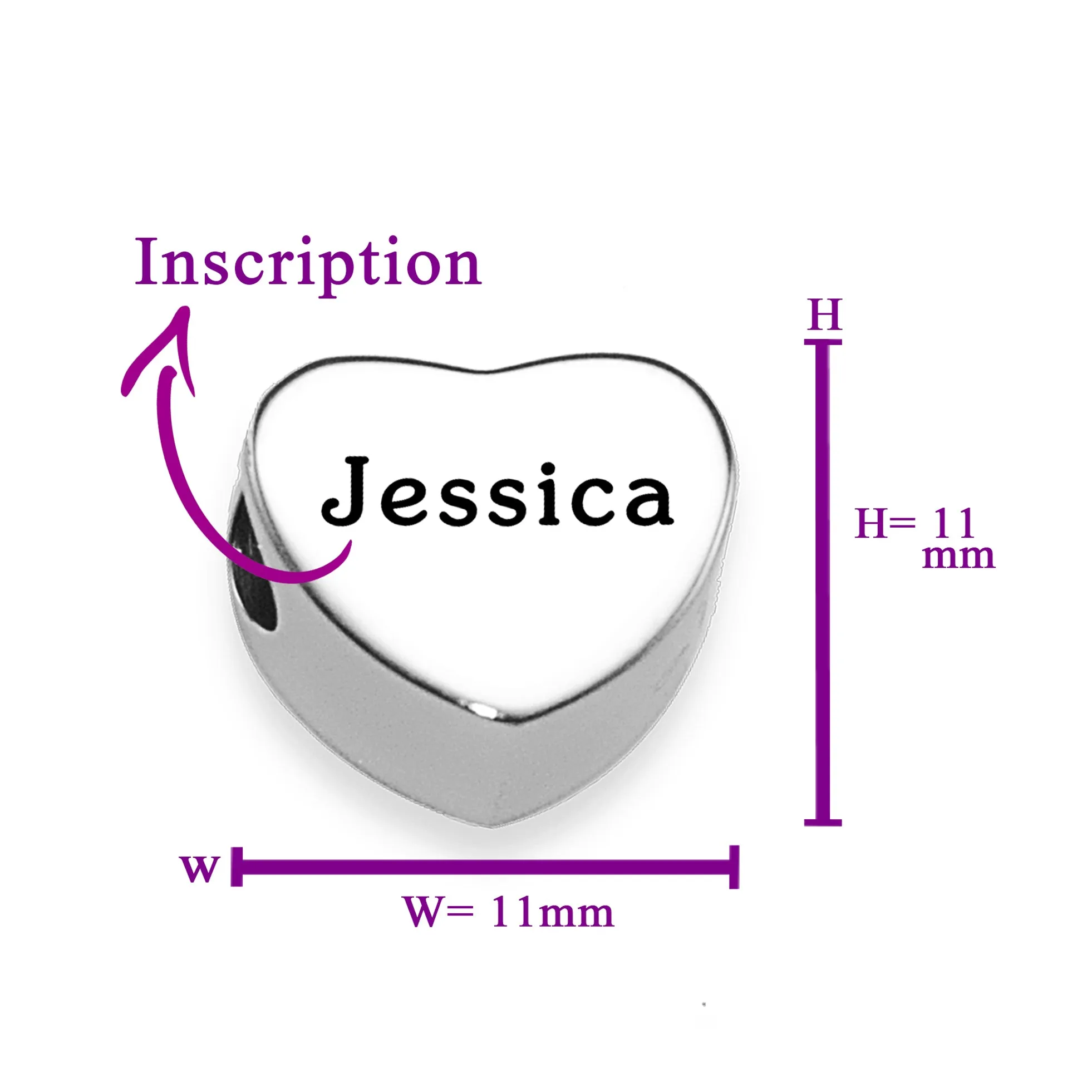 Personalised Heart Charm for Moments Bracelet