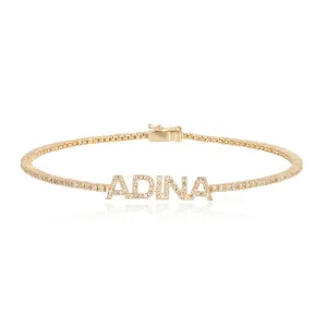 Personalized Thin Diamond Tennis Bracelet