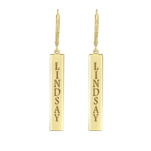 Personalized Vertical Bar Earrings