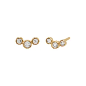 Petite Diamond Bezel Curved Bar Stud Earring 14K