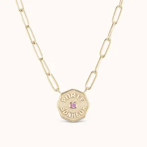 Petite Porte Bonheur Raised Gold Pink Sapphire