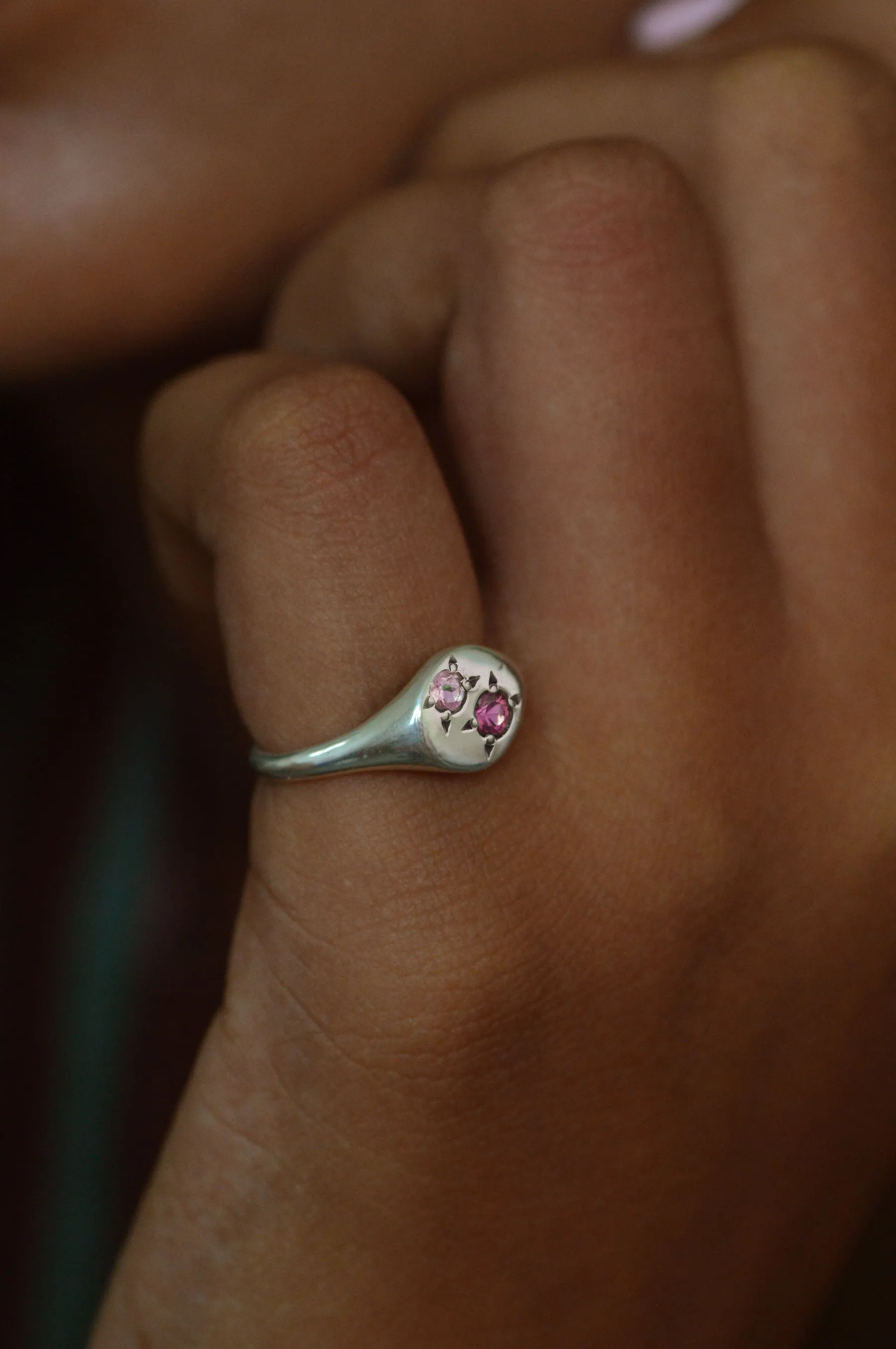 Pickles Garnet & Pink Sapphire Silver Signet 871-1