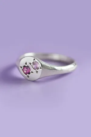 Pickles Garnet & Pink Sapphire Silver Signet 871-1