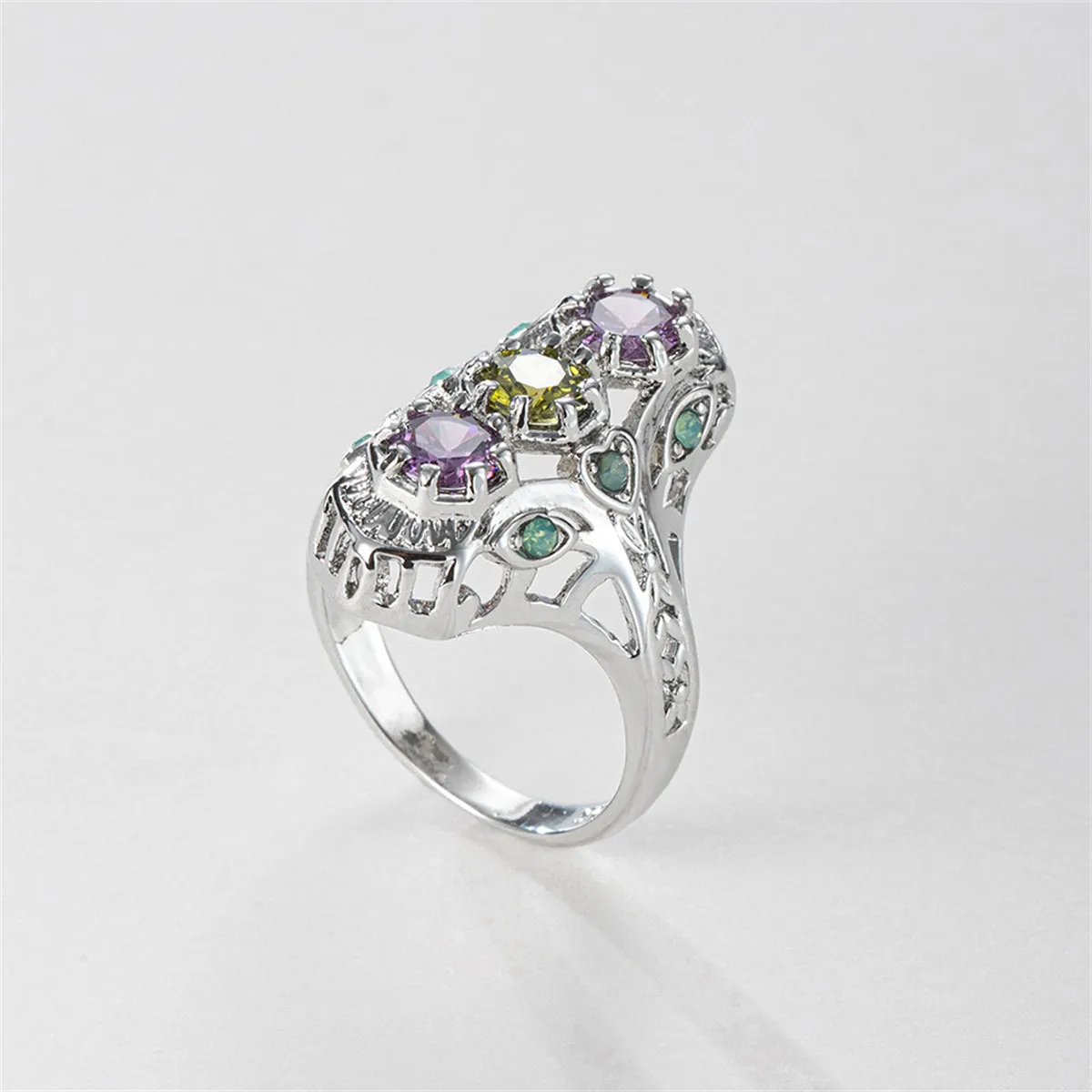 Pink & Yellow Crystal Cubic Zirconia-Accent Openwork Round-Cut Ring