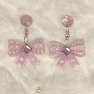 Pink Bow - earrings