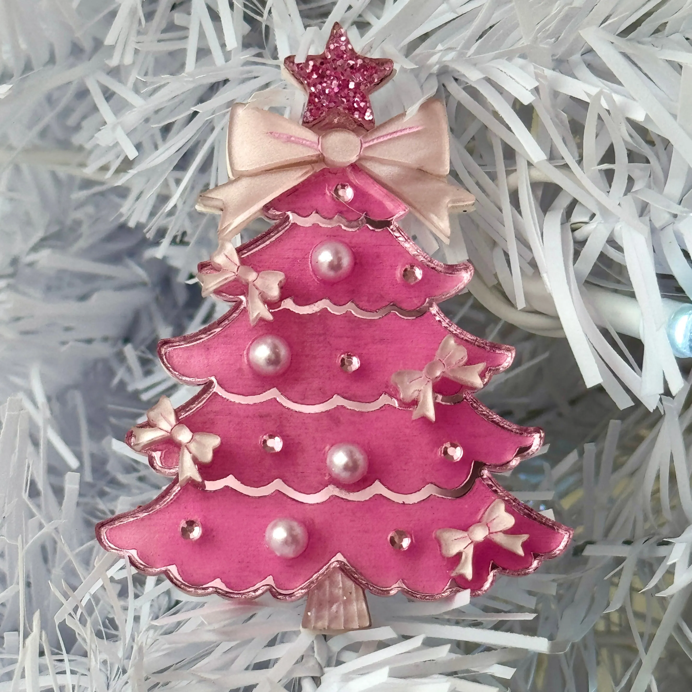 Pink Christmas tree - Brooch