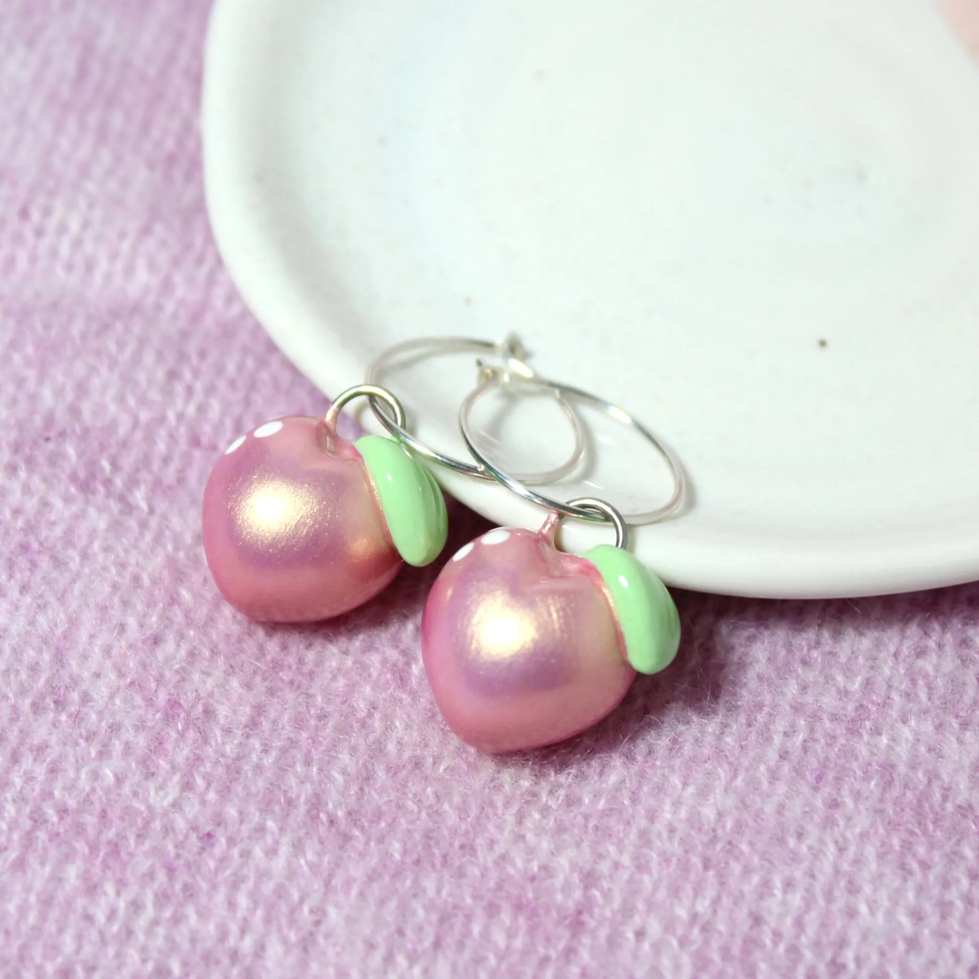 Pink Gold Peach Hoop Earrings