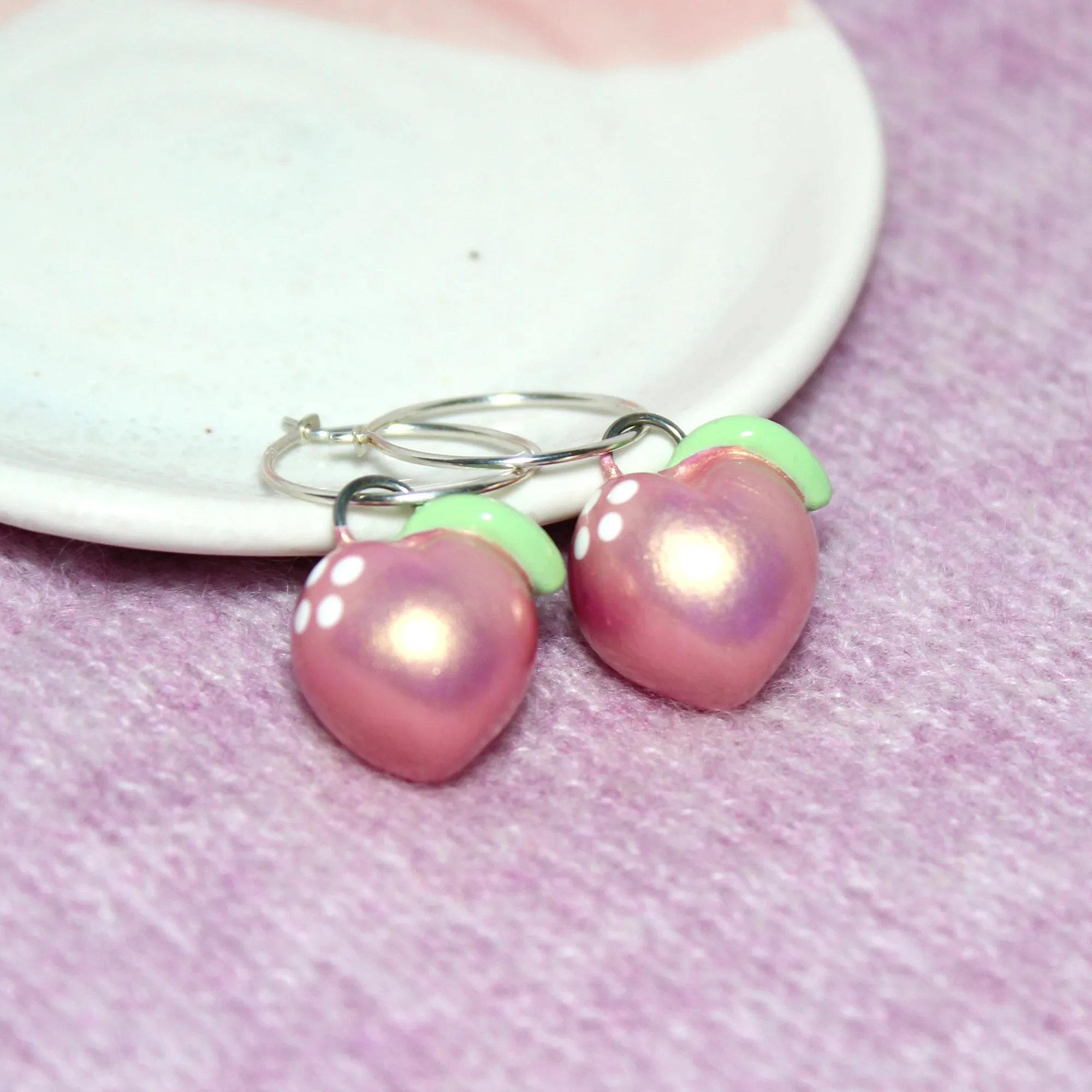 Pink Gold Peach Hoop Earrings