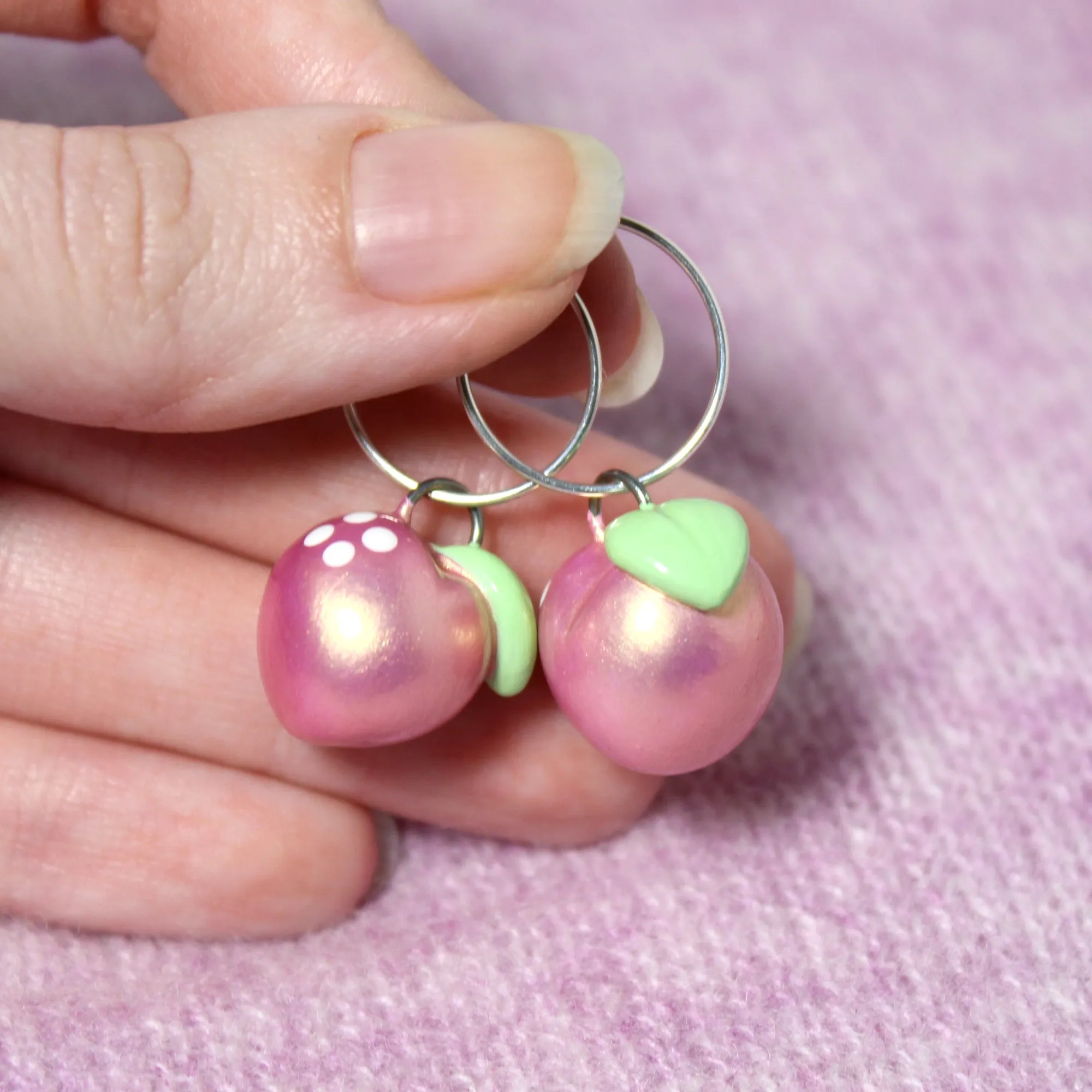 Pink Gold Peach Hoop Earrings