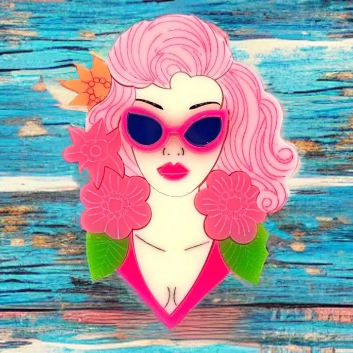 Pink Malibu Princess B 🌸 - brooch - Set of 4
