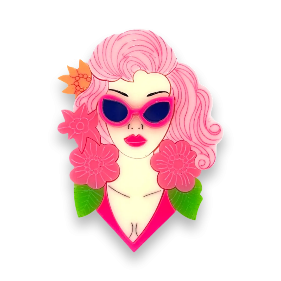 Pink Malibu Princess B 🌸 - brooch - Set of 4