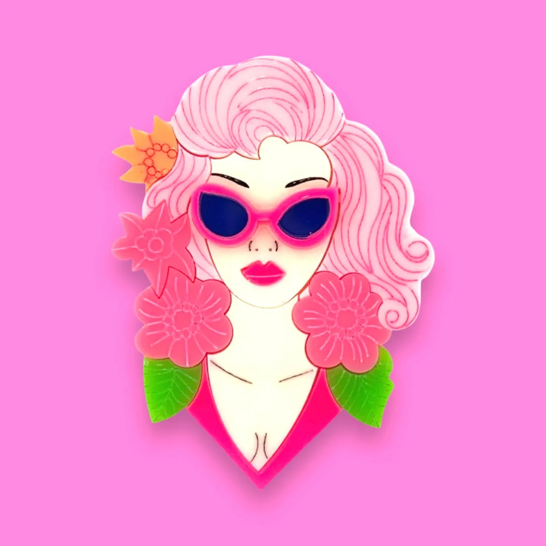 Pink Malibu Princess B 🌸 - brooch - Set of 4
