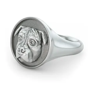Pit Bull Classic Round Signet Ring