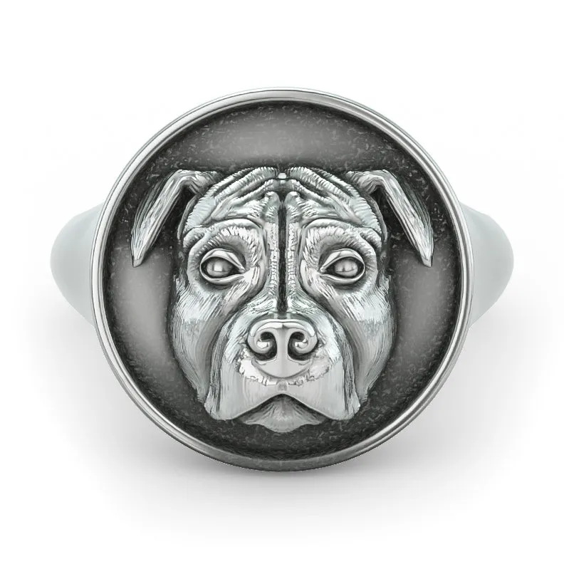 Pit Bull Classic Round Signet Ring