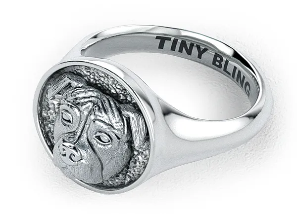 Pit Bull Classic Round Signet Ring