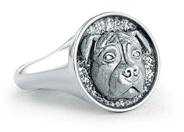 Pit Bull Classic Round Signet Ring