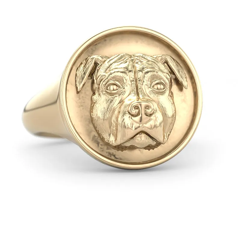 Pit Bull Classic Round Signet Ring