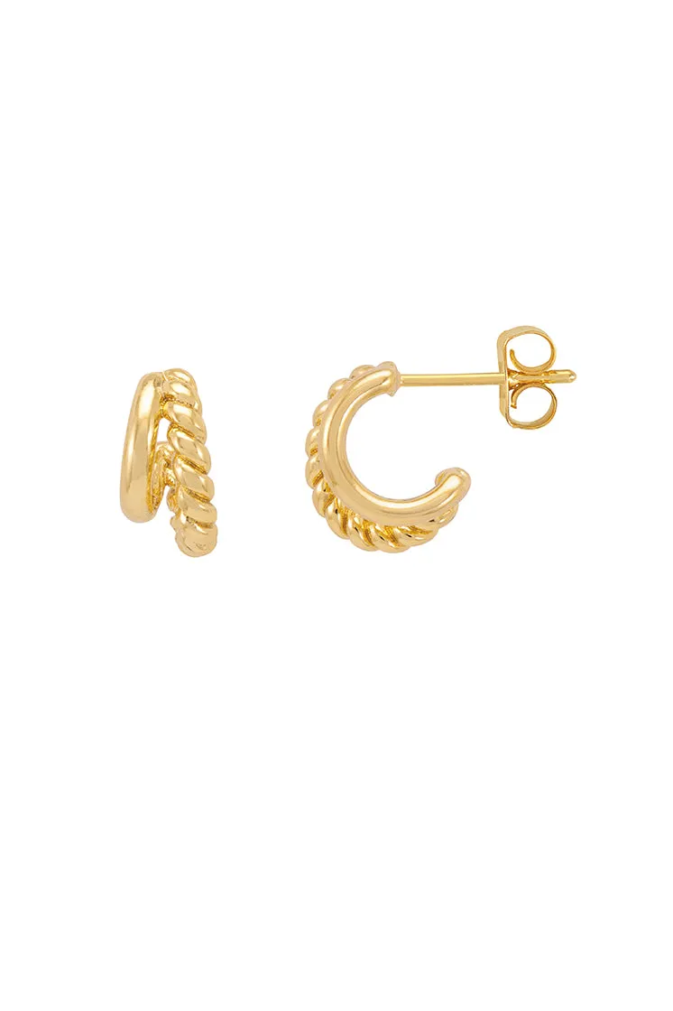 Plain And Twist Double Hoop Earrings