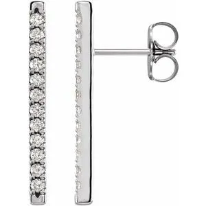 Platinum 1/3 CTW Natural Diamond French-Set Bar Earrings