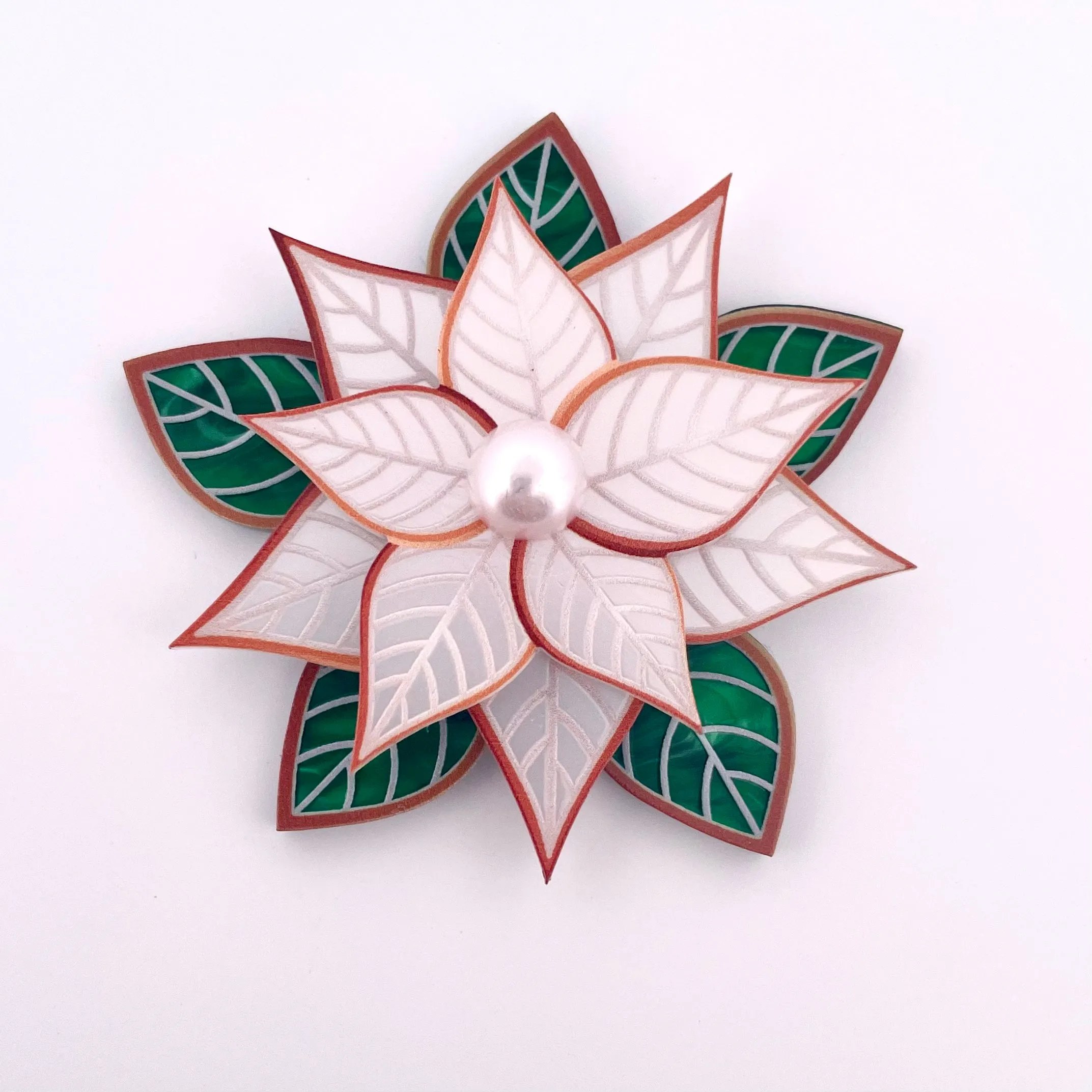 Poinsettia white - Brooch