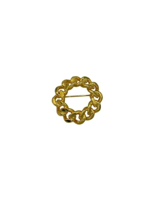 Polished Gold Chain Link Classic Brooch Statement Pin